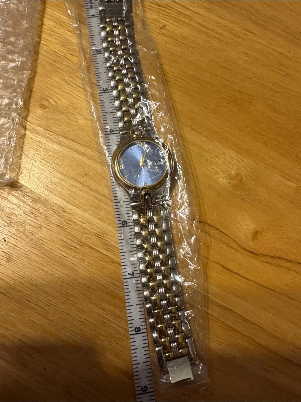 Avon Two-Tone Gold and Silver Bracelet Watch with Blue Dial
